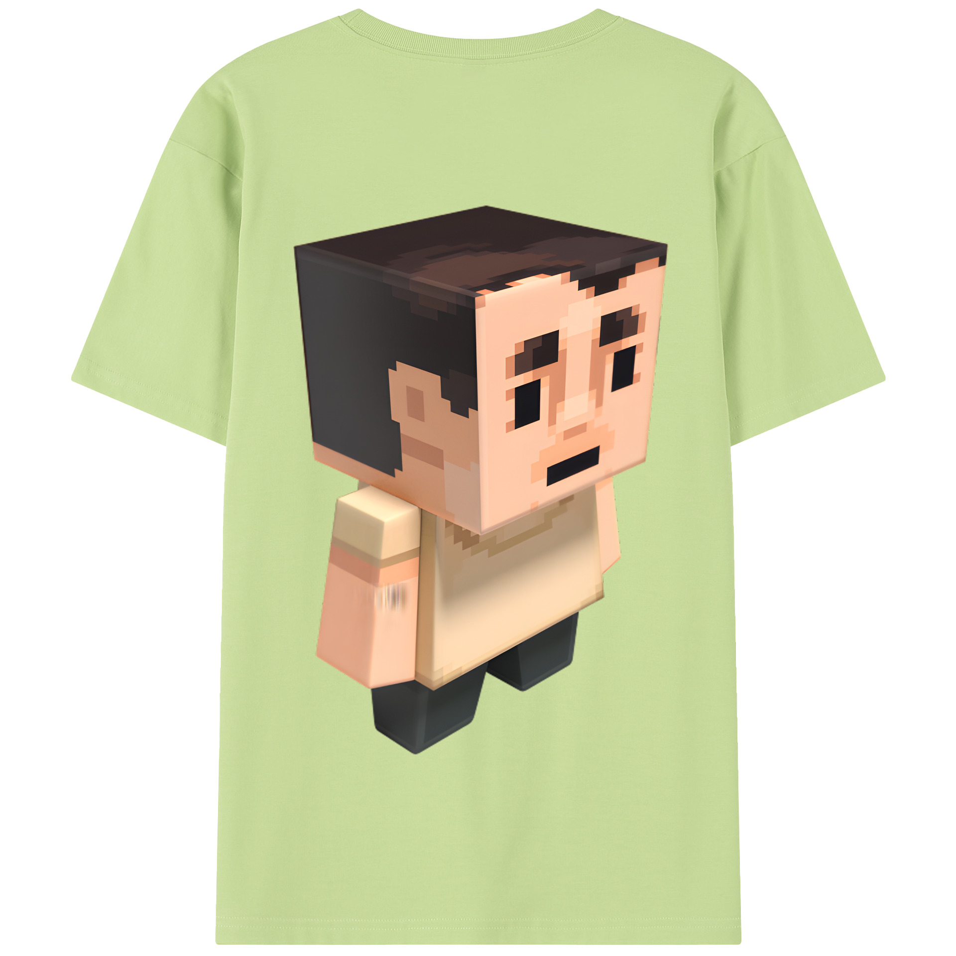 （画像用） マインクラフト ブロックの世界 Minecraft MC Block world 綿100％半袖Tシャツ（背面プリント）